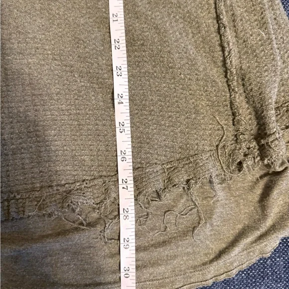 We The Free Olive Green Frayed V-Neck Tunic Top - Picture 7 of 7